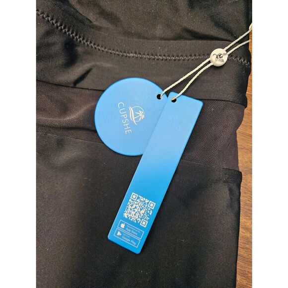 Cupshe Black Deep V One Piece Bathing Swim Suit Womens Size 2X NEW WITH TAGS - Picture 5 of 8